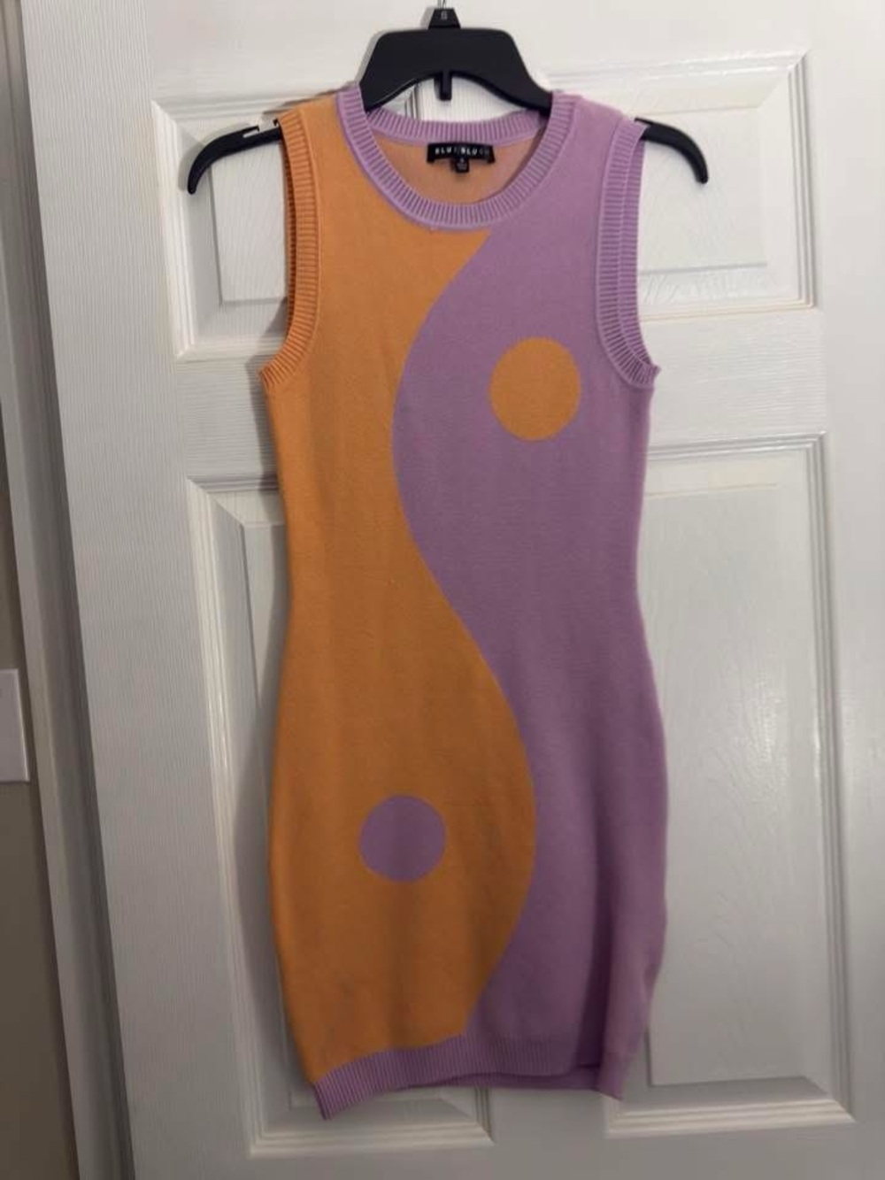 Blue Blush Lavender and Orange Knit Midi Dress